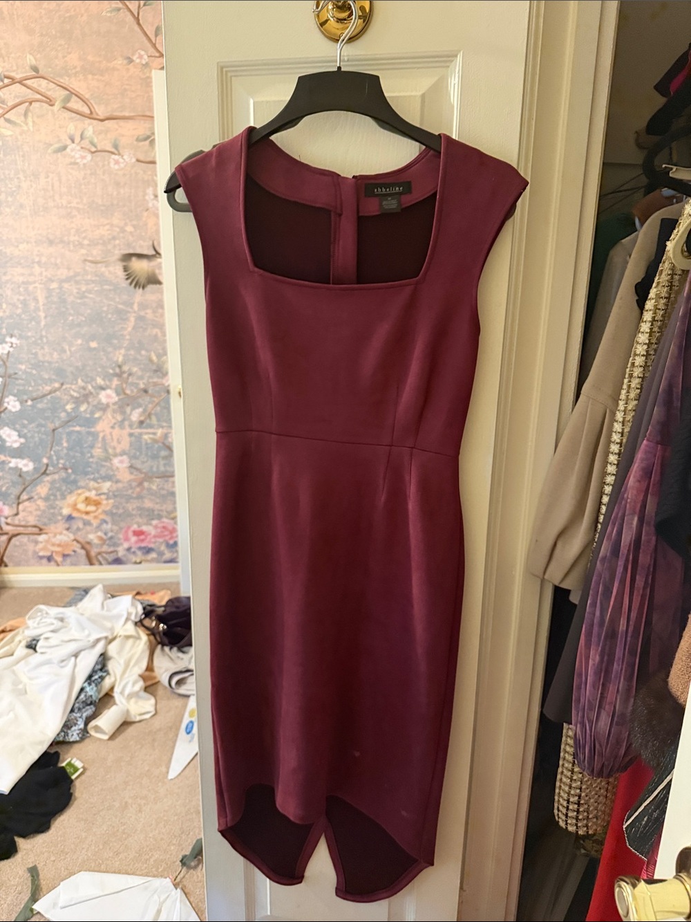 Abbeline Wine/Purple High-Low Sheath Dress